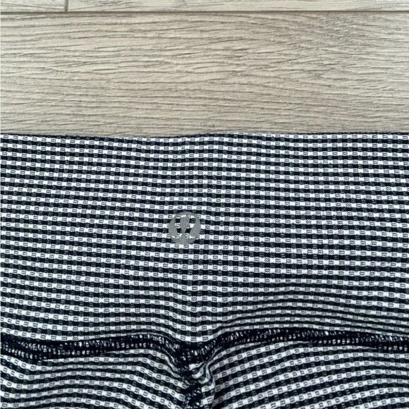 Lululemon Wunder Under Crop Leggings Gingham Luon White Blue - Picture 8 of 14
